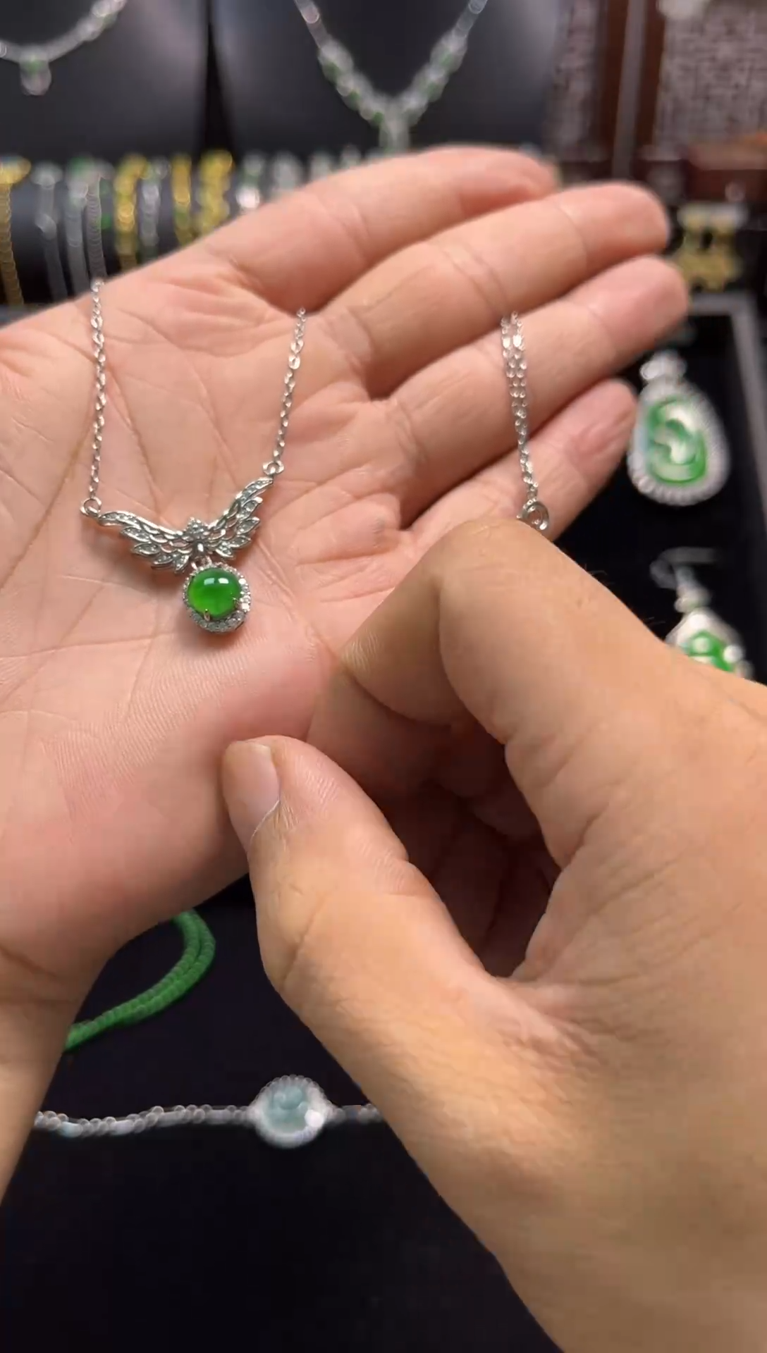 【闪购商品】翡翠项链银S925镶嵌项链