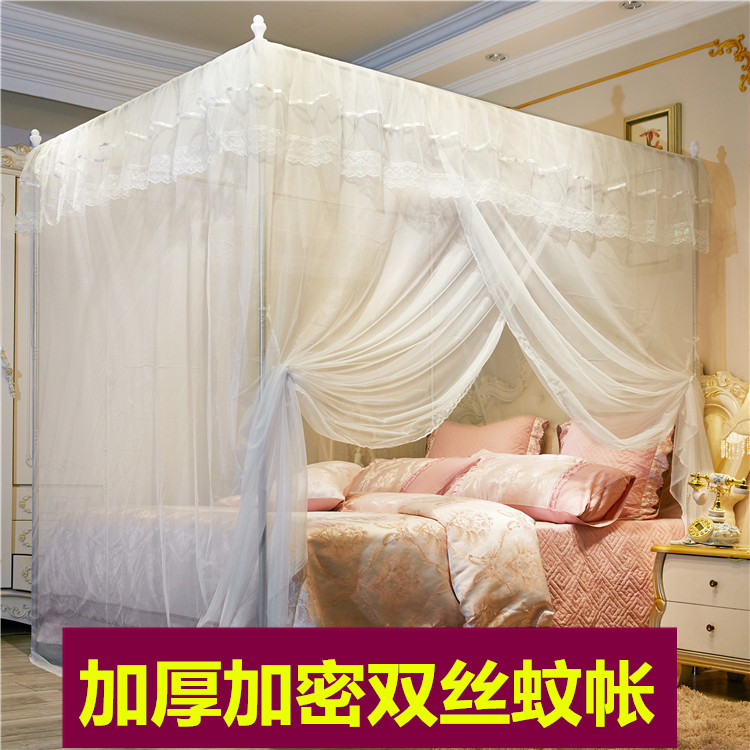 蚊帐单开门1.8m床三开门家用1.5加厚加密老式纹帐1.2米支架杆2米