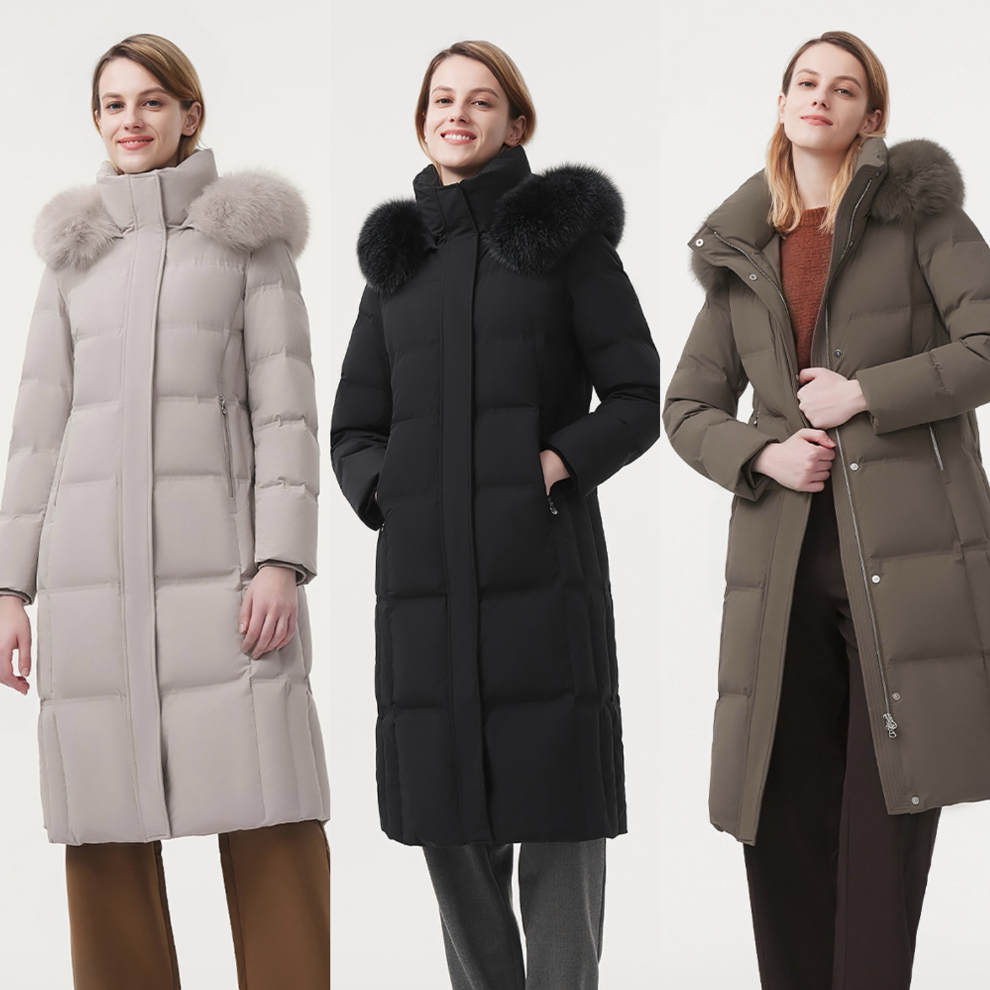 【断码福利】2024新款女士收腰毛领长款羽绒服510856