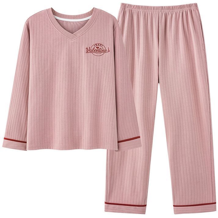 高档纯棉睡衣女士春秋款长袖套头大码宽松妈妈套装可外穿家居服冬