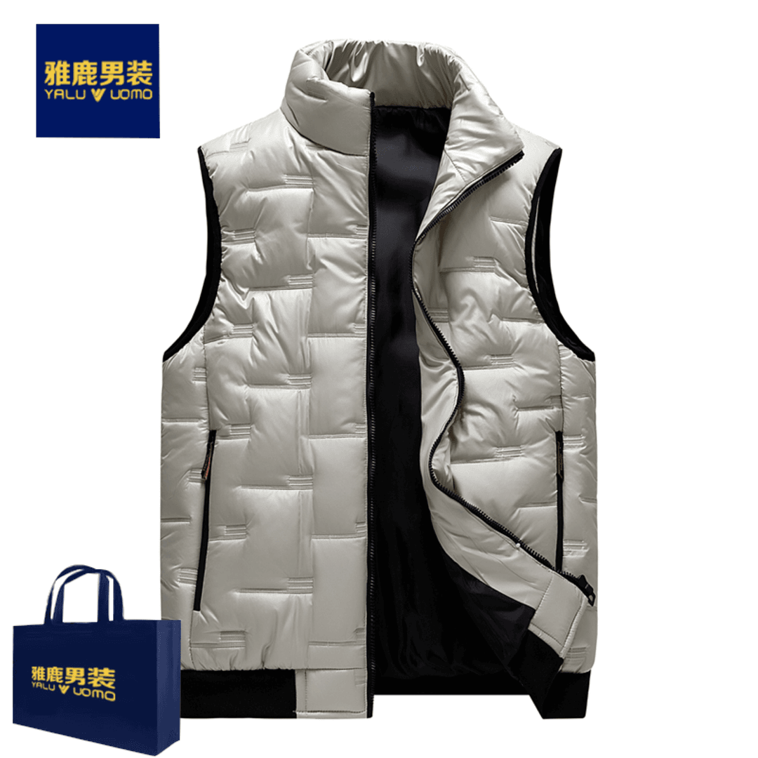 雅鹿男装背心加肥保暖百搭坎肩外套冬季新款运动马甲男宽松加大码