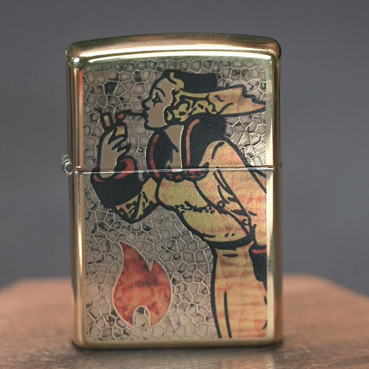 ZIPPO/之宝打火机 风中女郎 黄铜彩印 原装防风常规机DY9901CY