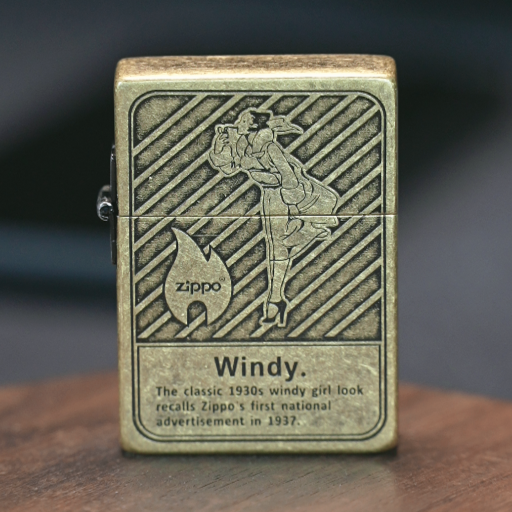 ZIPPO打火机  1935仿古铜古银 风中女郎  DIY版 个性男士防风工艺