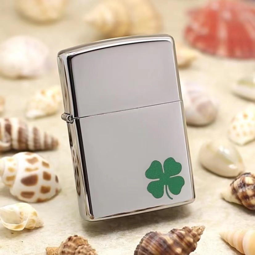 ZIPPO/之宝防风打火机24007 镜面彩印小幸运四叶草简约光面个性
