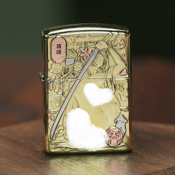 ZIPPO/之宝打火机 黄铜/925银盔甲 艺妓月下九尾男士送礼DYX1H1