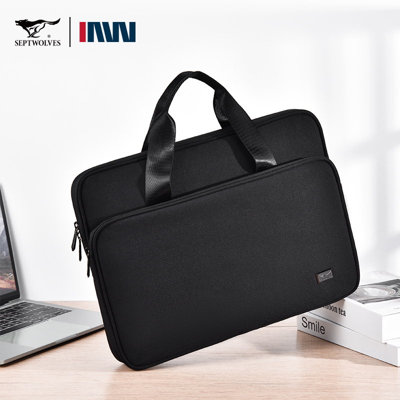 正品七匹狼手提包公文包电脑包笔记本包手提新款高档帆布包办时尚