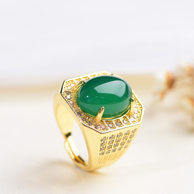 萤火虫【玉总专属】BM-S096 天圆地方时尚鸽子蛋玉髓扳戒