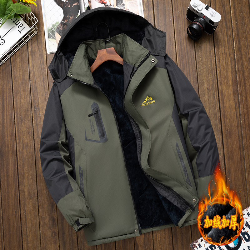 加厚加绒冬季外套夹克男士棉袄棉衣保暖棉服工作服防风防水防寒潮