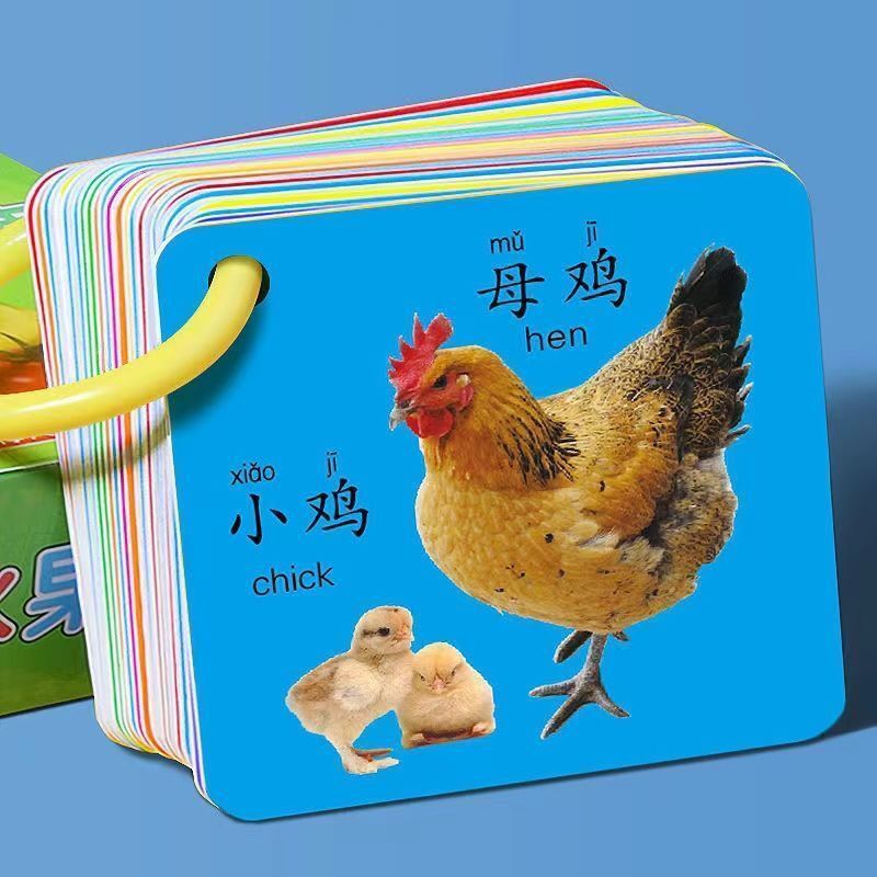 早教启蒙书动物卡片认知三岁宝宝玩具婴儿幼识字看图识宝宝认知书