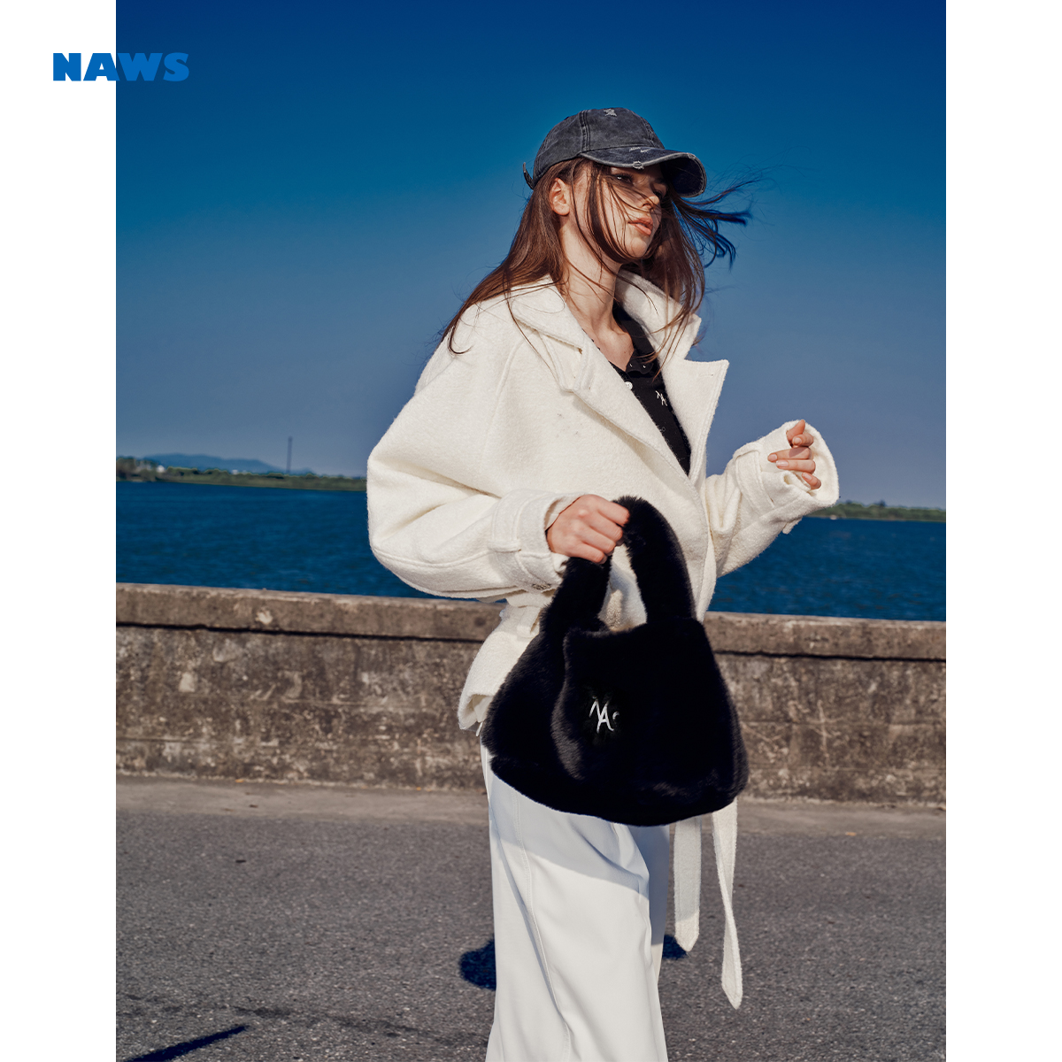 NAWS 夹克大衣 【RED女团同款】经典翻领肩袖一体宽松廓形奶油外套