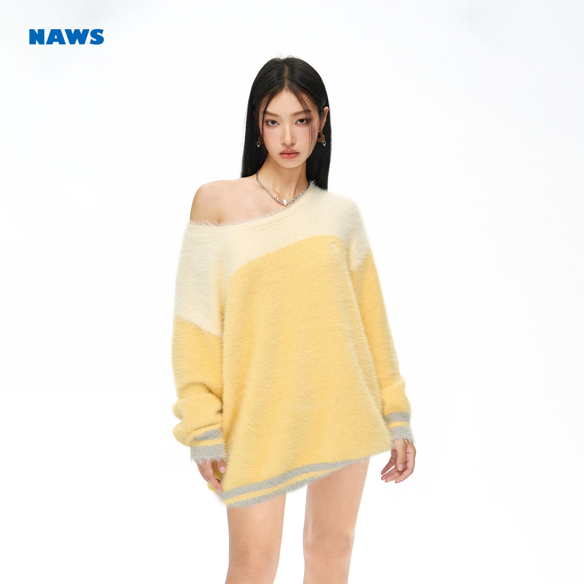 NAWS 高光时刻 秋冬软糯感圆领毛衣 (可露肩)