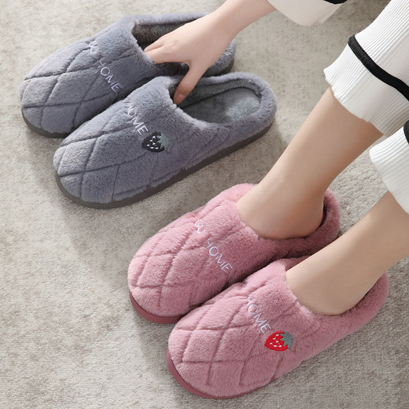 棉拖鞋女冬季新款韩版情侣款保暖防滑厚底月子鞋毛毛家居家拖鞋男