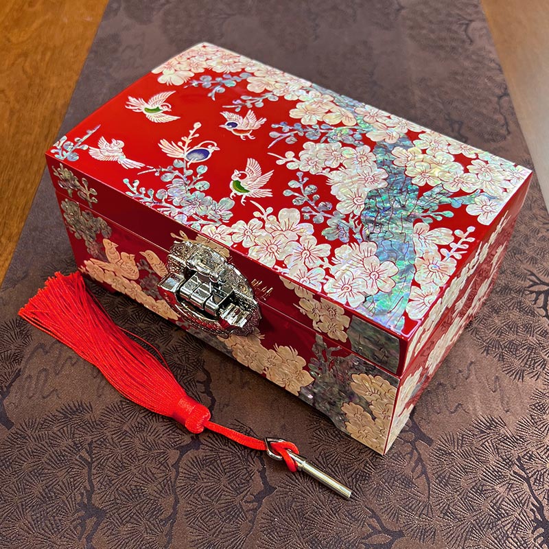 首饰盒/箱 [喜鹊登梅小]双层首饰盒螺钿镶嵌