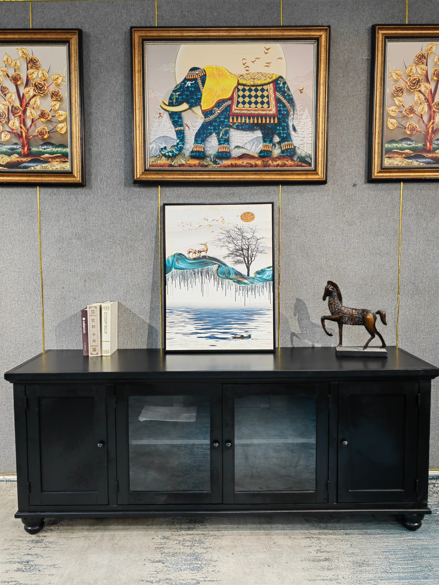 ICB-1627121-BLK-1 电视柜 1960*540*790美式复古