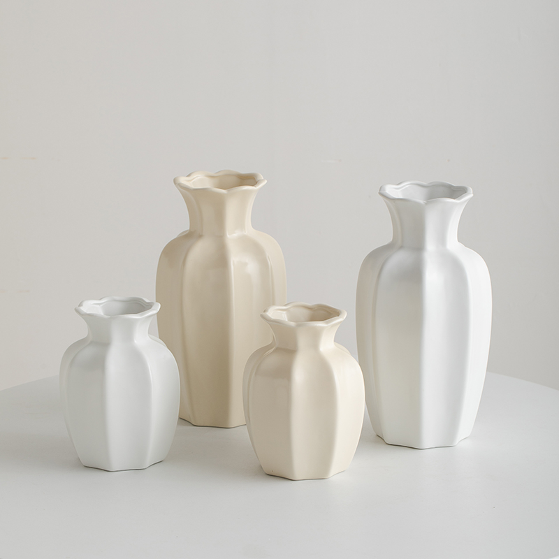 宿雨奶油轻奢高级感陶瓷装饰干花鲜花花瓶客厅餐桌插花电视柜摆件