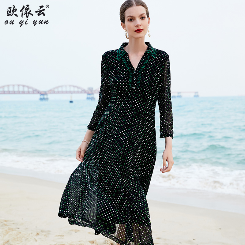 36858中年妈妈春夏薄裙子洋气显年轻2024新款收腰显瘦气质连衣裙