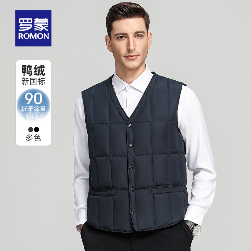 【马甲】罗蒙中老年爸爸装羽绒背心2025冬季简约舒适保暖爸爸装