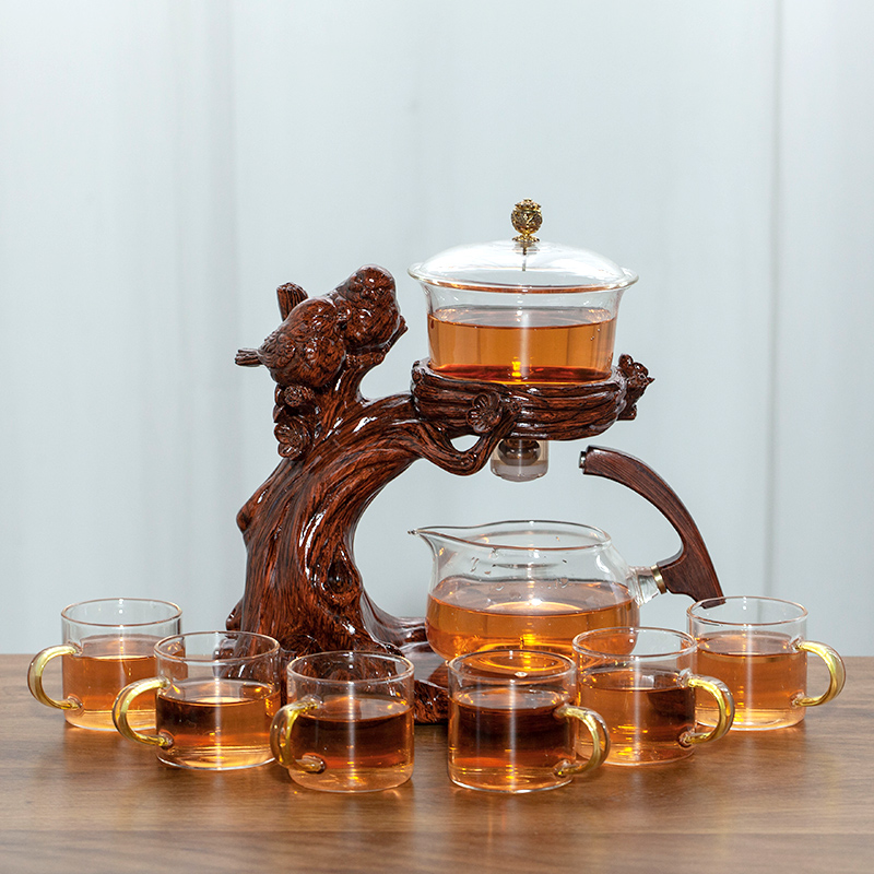 喜上眉梢懒人玻璃泡茶器防烫功夫茶杯茶壶整套半自动家用茶具套装