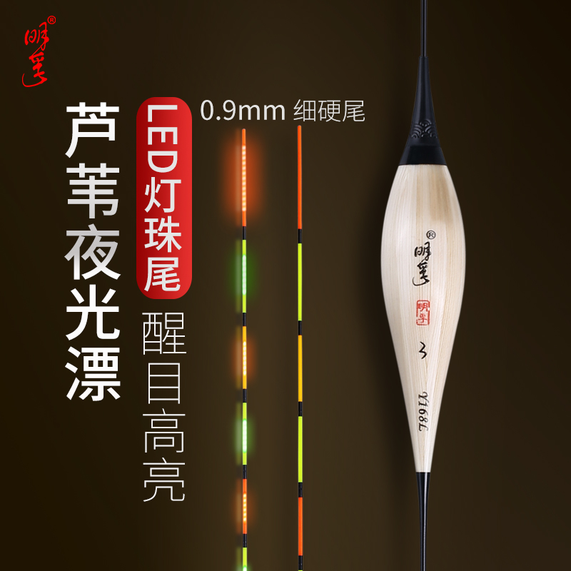 明孚LED灯珠尾芦苇夜光漂高灵敏细尾电子漂醒目高亮黑坑鲤鱼鱼漂