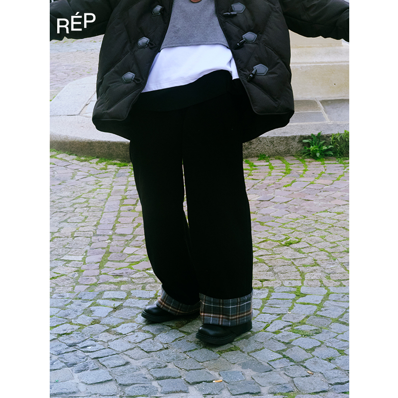 Puzzle piece设计师品牌黑色拼接直筒牛仔裤25PS TheREPUBLIQUE