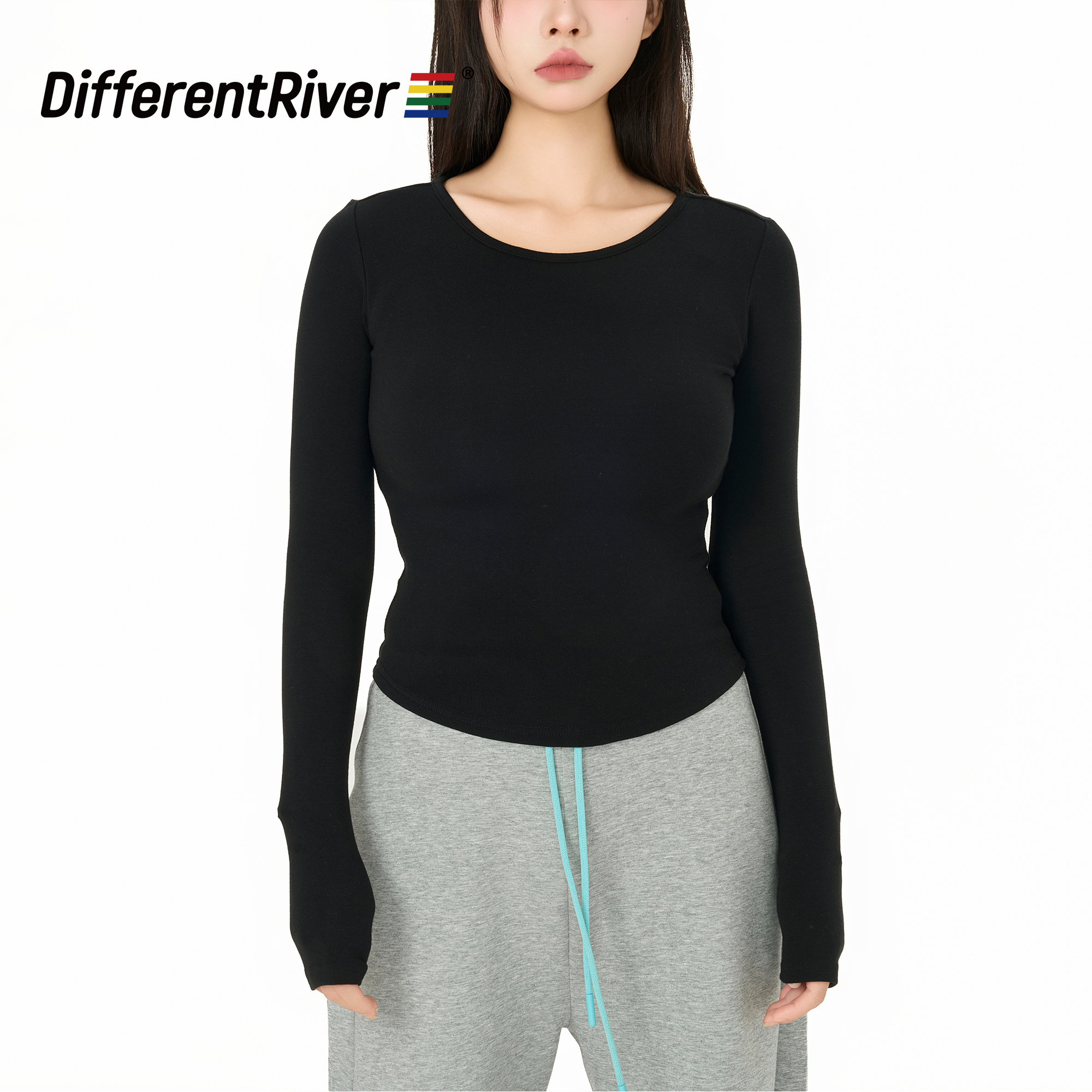 DifferentRiver2024秋冬【融】自述系列-简约百搭圆领多色打底T恤