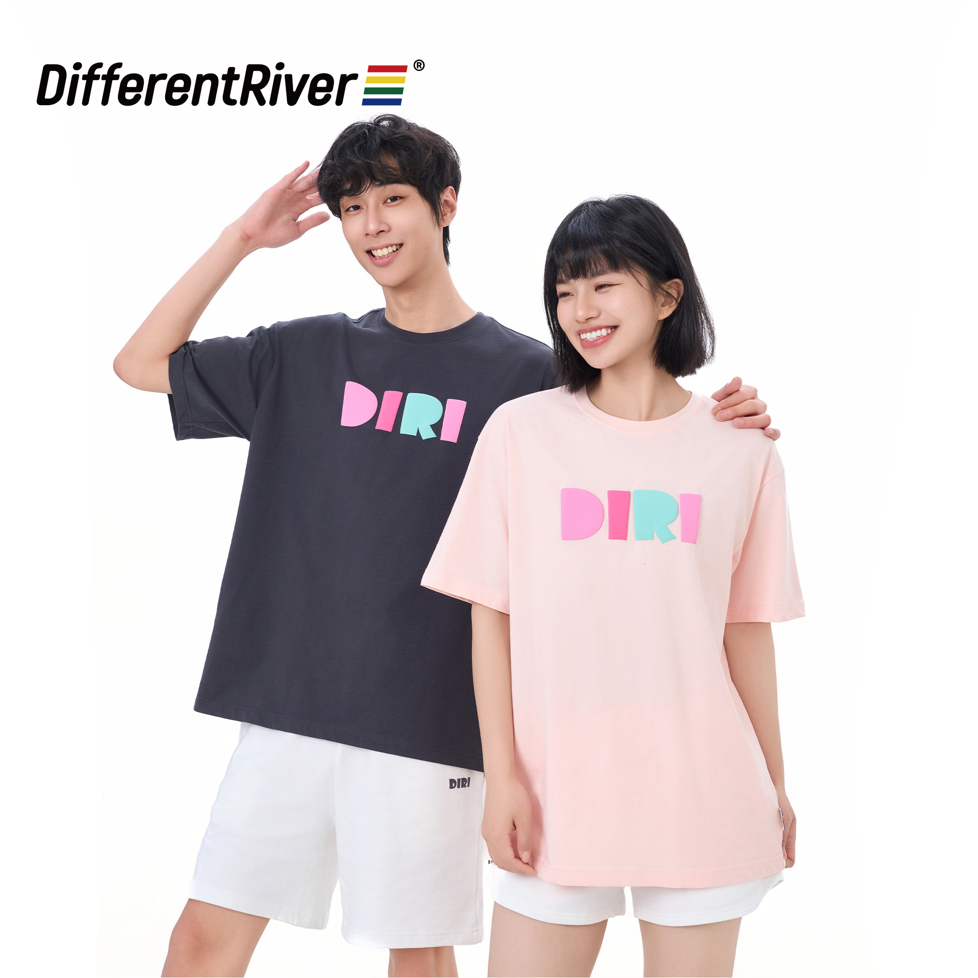 DifferentRiver2025春夏【S/HE】自在系列-简约休闲立体发泡印花T恤