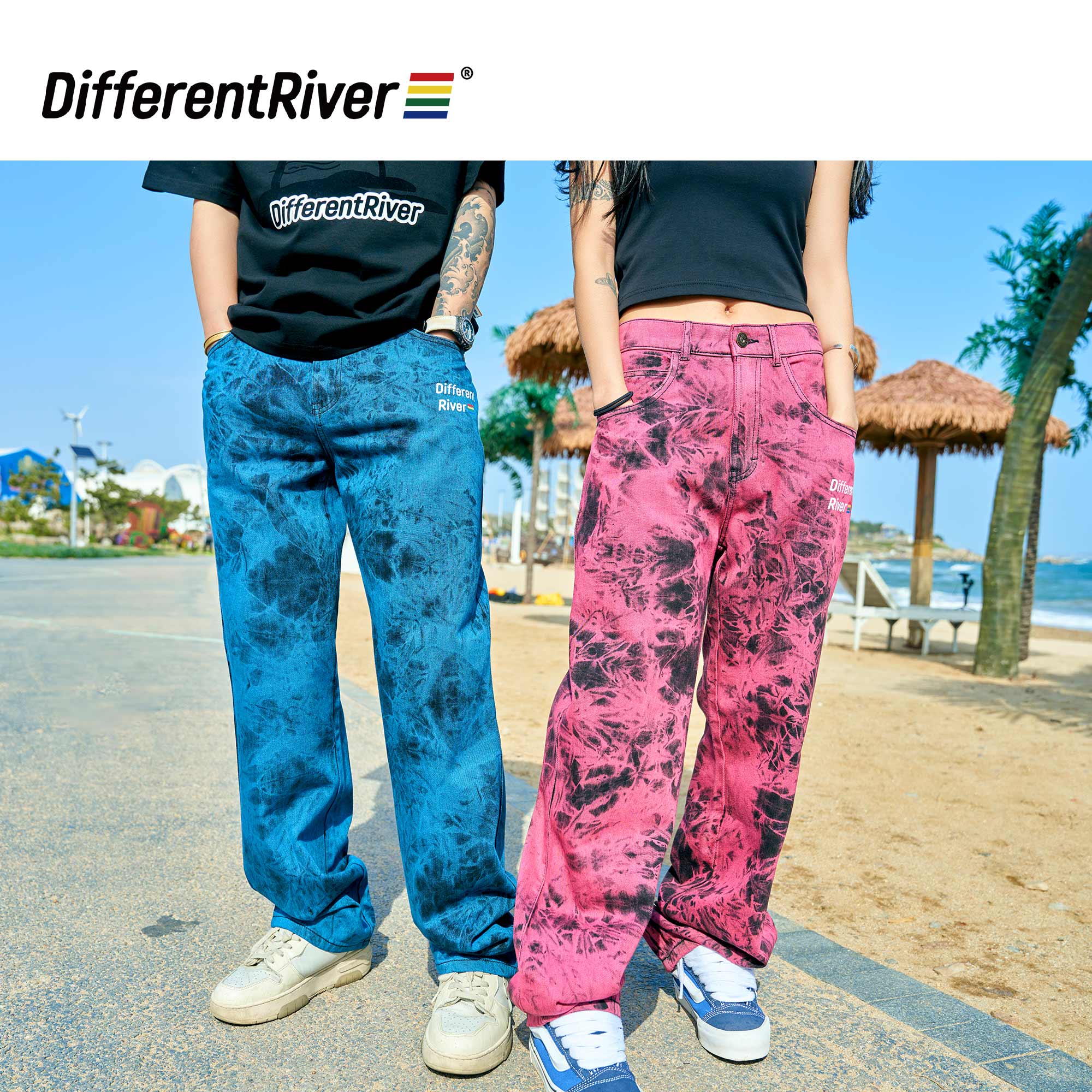 DifferentRiver2023夏季【假日】海滩系列-寂静星空水洗软牛仔裤