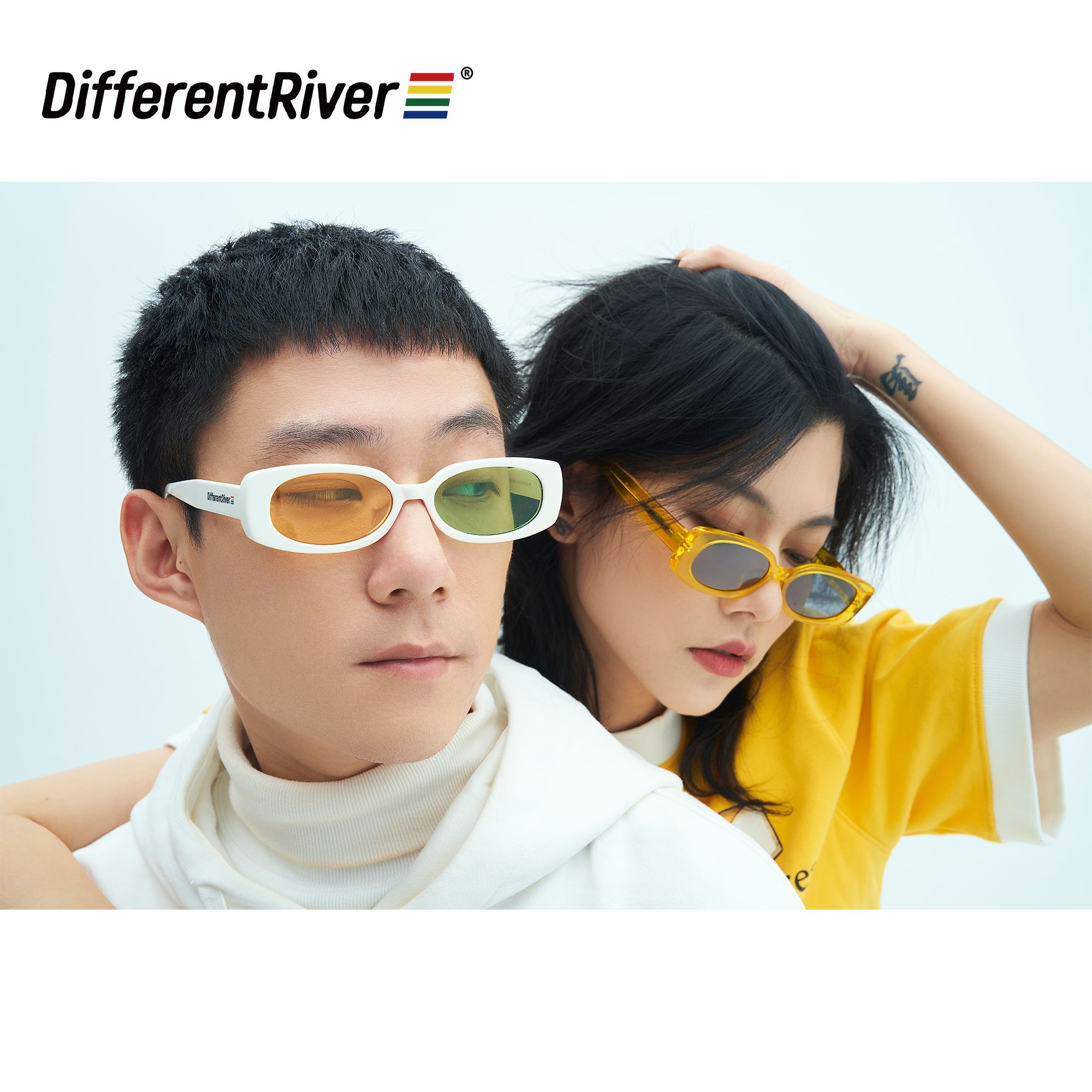 DifferentRiver 设计款-UV400男女同款复古防紫外线情侣太阳眼镜