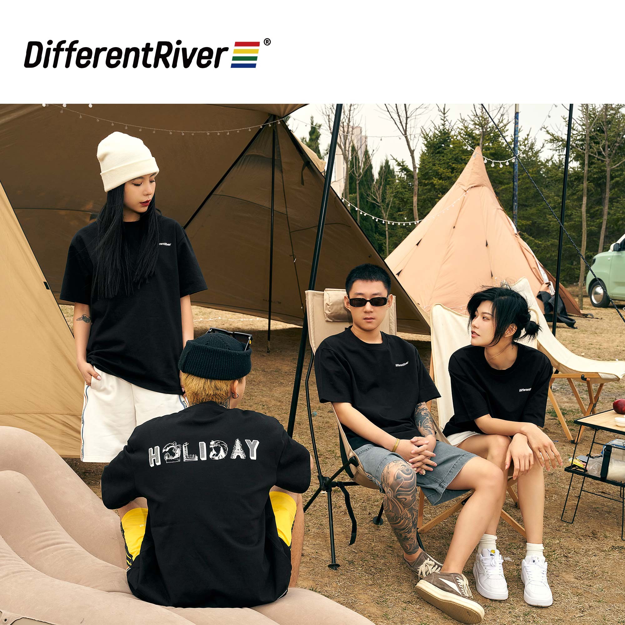 DifferentRiver2023夏季【假日】主题款-简约撞色印花T恤