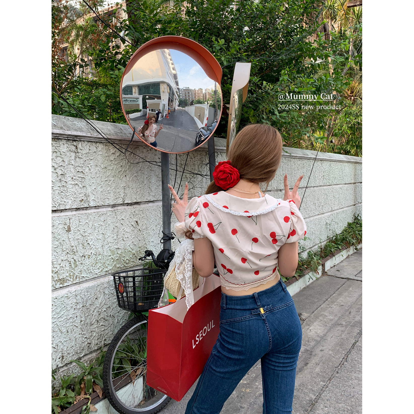 【美娇粉丝专属】Mummy Cat深蓝色蜜桃臀腿精王显瘦高弹微辣牛仔裤