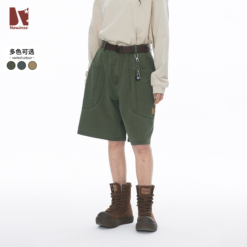 【江南先生】美式复古logo工装短裤男女夏季JN42C53