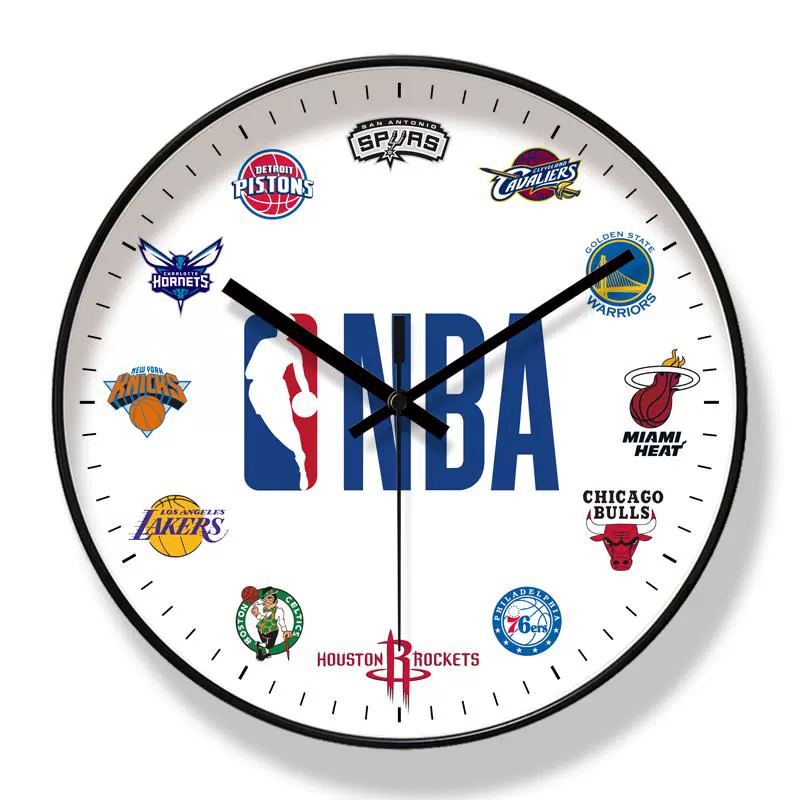 NBA篮球主题挂钟客厅钟表卧室时钟静音静音扫秒石英钟免费定制