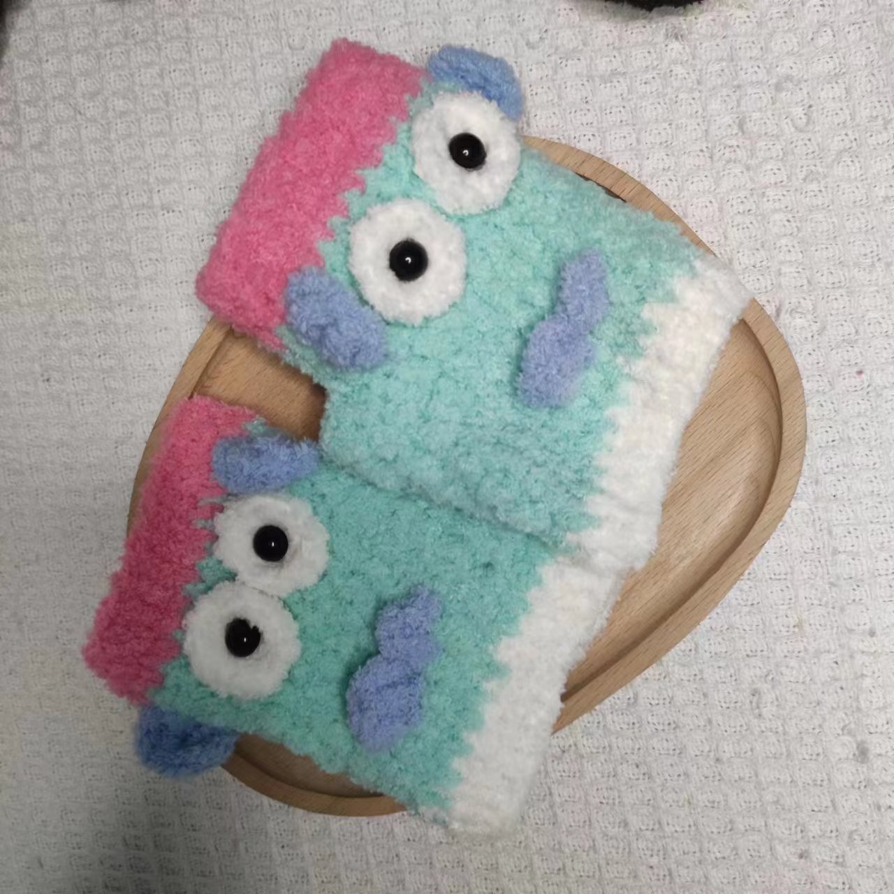 手工毛线钩织diy冬季手套棉全指半指成品卡通