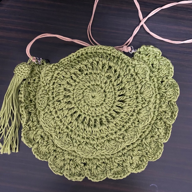 波西米亚风清新素色手工diy毛线钩织包