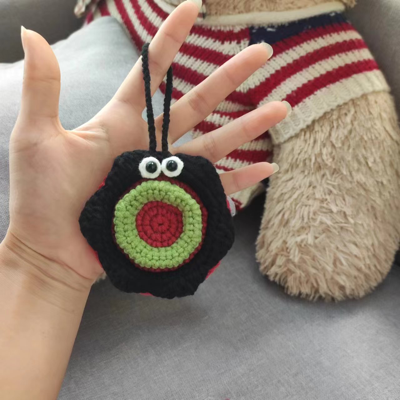 可爱款式钩织小圆镜子7cm大小手工钩织diy毛线制作手工编织