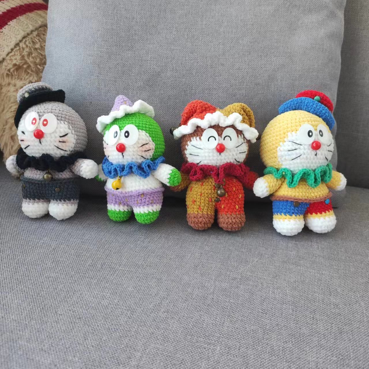 手工毛线钩织diy变装多啦玩偶成品十个勤天勾线针织针织玩偶