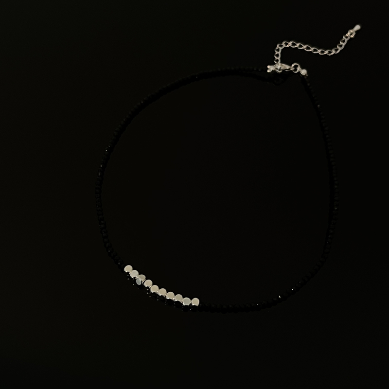 铜合金仿水晶项链 322  甜酷碎银几两黑色亮闪锁骨链时尚