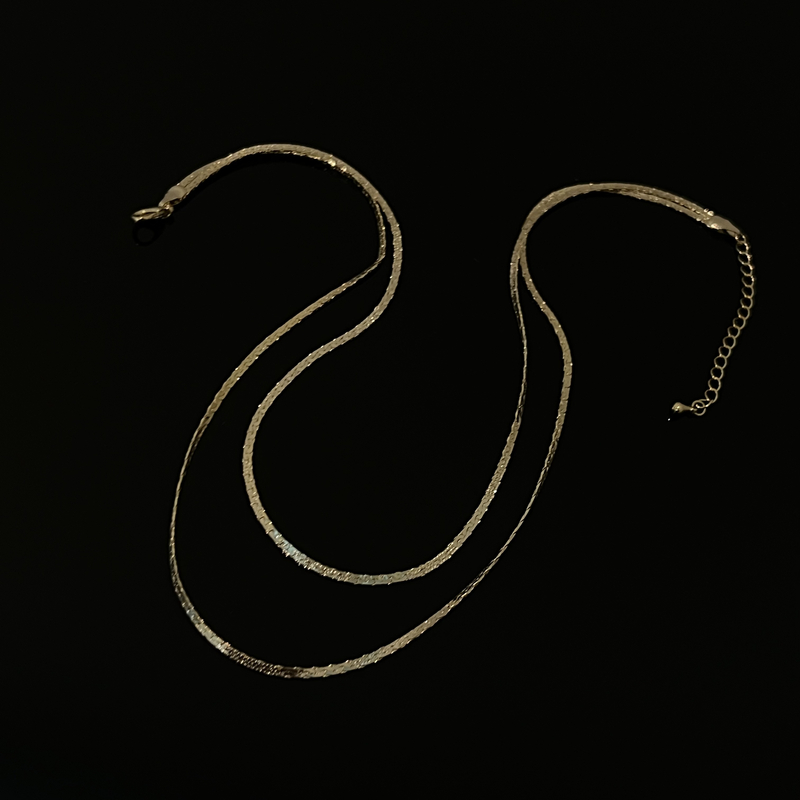 铜合金项链 2131高级时尚双层蛇链金色项链