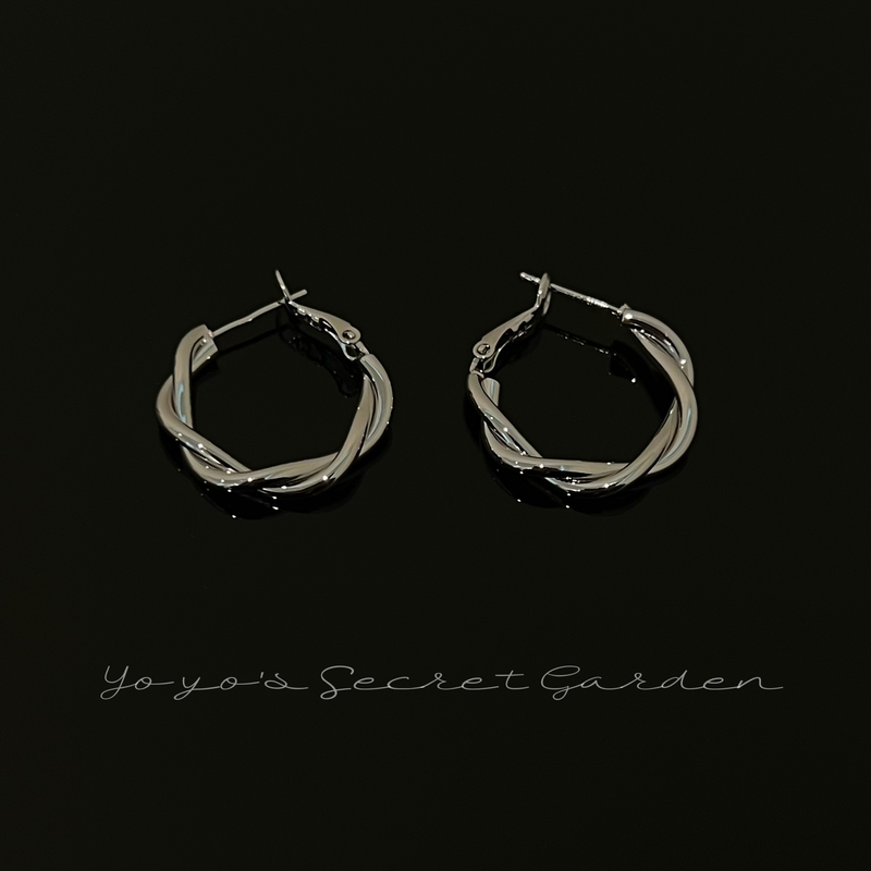 铜合金耳饰 808时尚麻花卷金属感耳圈耳环气质冷淡风