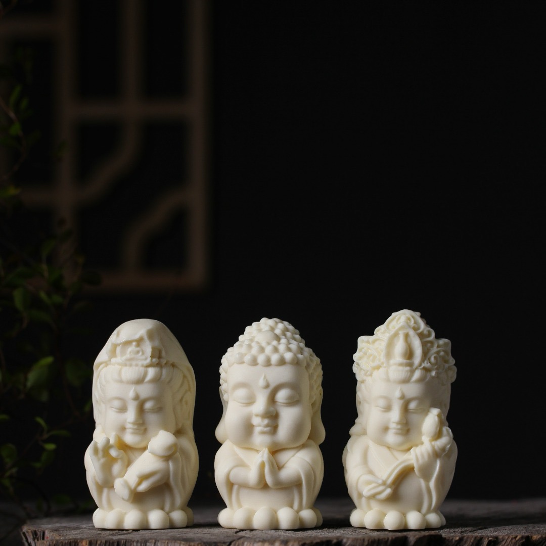 象牙果西方三圣佛像雕刻工艺品家居装饰品人物神像文玩摆件手把件