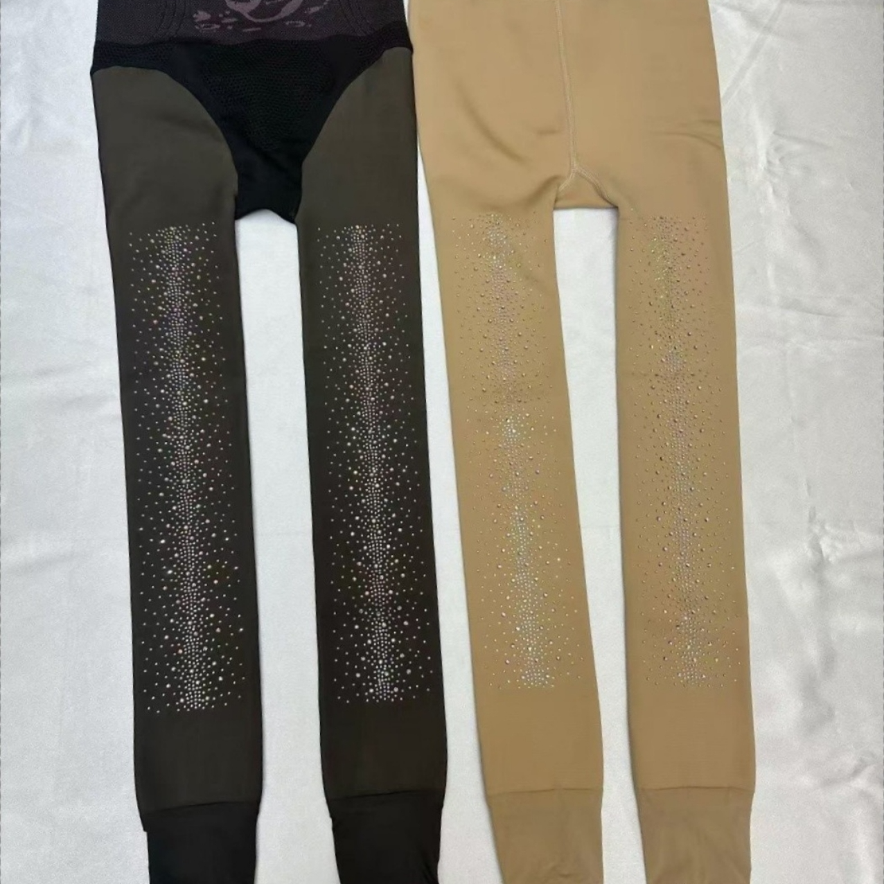 coco家时尚重工烫钻打底裤女士高腰加绒光腿神器网红秋冬VC水光袜