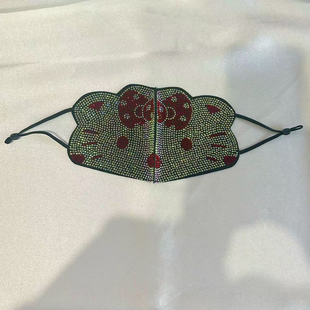 coco家时尚重工烫钻口罩网红百搭透气闪钻面纱防晒保暖洋气显脸小