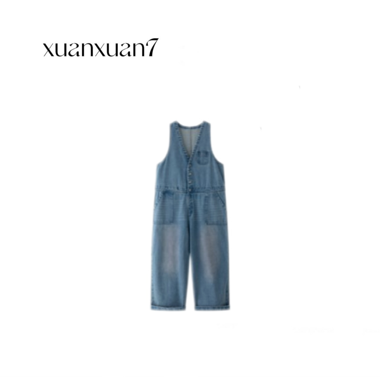 萱萱7【洗水牛仔宽松挺阔背带裤】