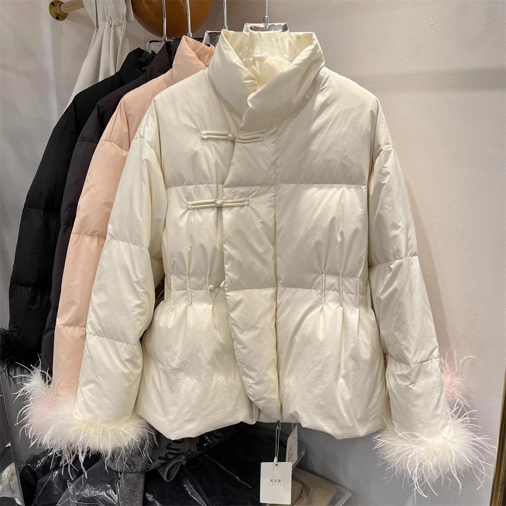 雅鹿新中式国风盘扣羽绒棉服女冬季2023新款小个子收腰显瘦棉衣厚