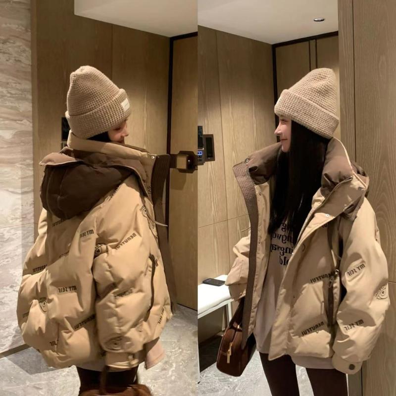 雅鹿小个子棉衣女2023冬季新款加厚保暖高级感连帽立领羽绒棉服外