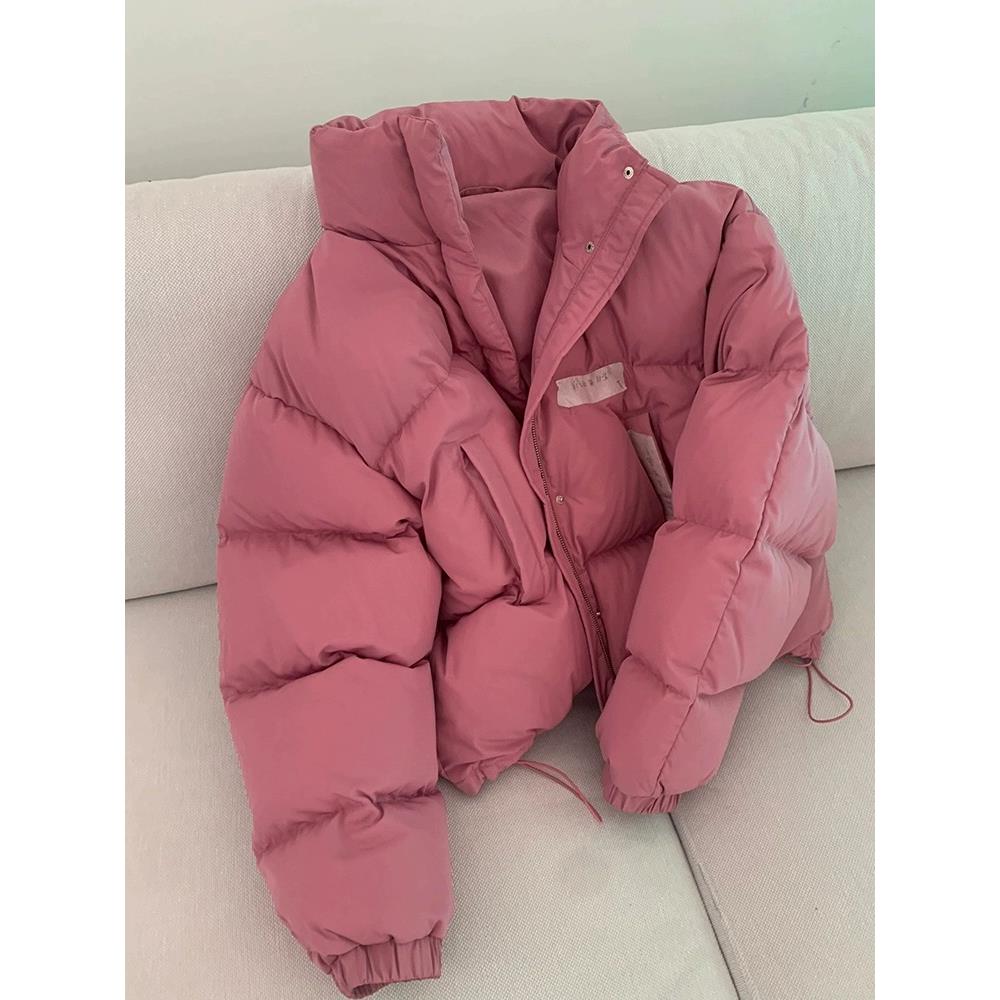雅鹿粉色短款羽绒棉服女冬季2023新款今年流行小个子高级感面包服