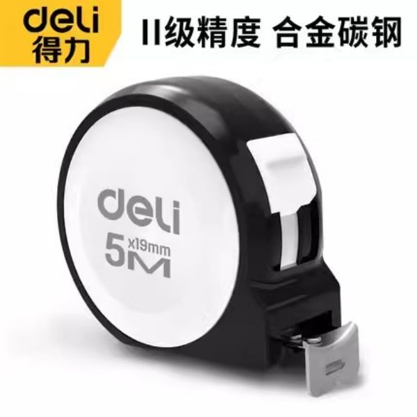 得力居家款钢卷尺5米防摔高精度3m木工公制刻度测量盒多超厚超硬 