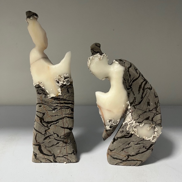 灵璧石白灵玉化人物摆件摆设雕塑玄关工艺品创意