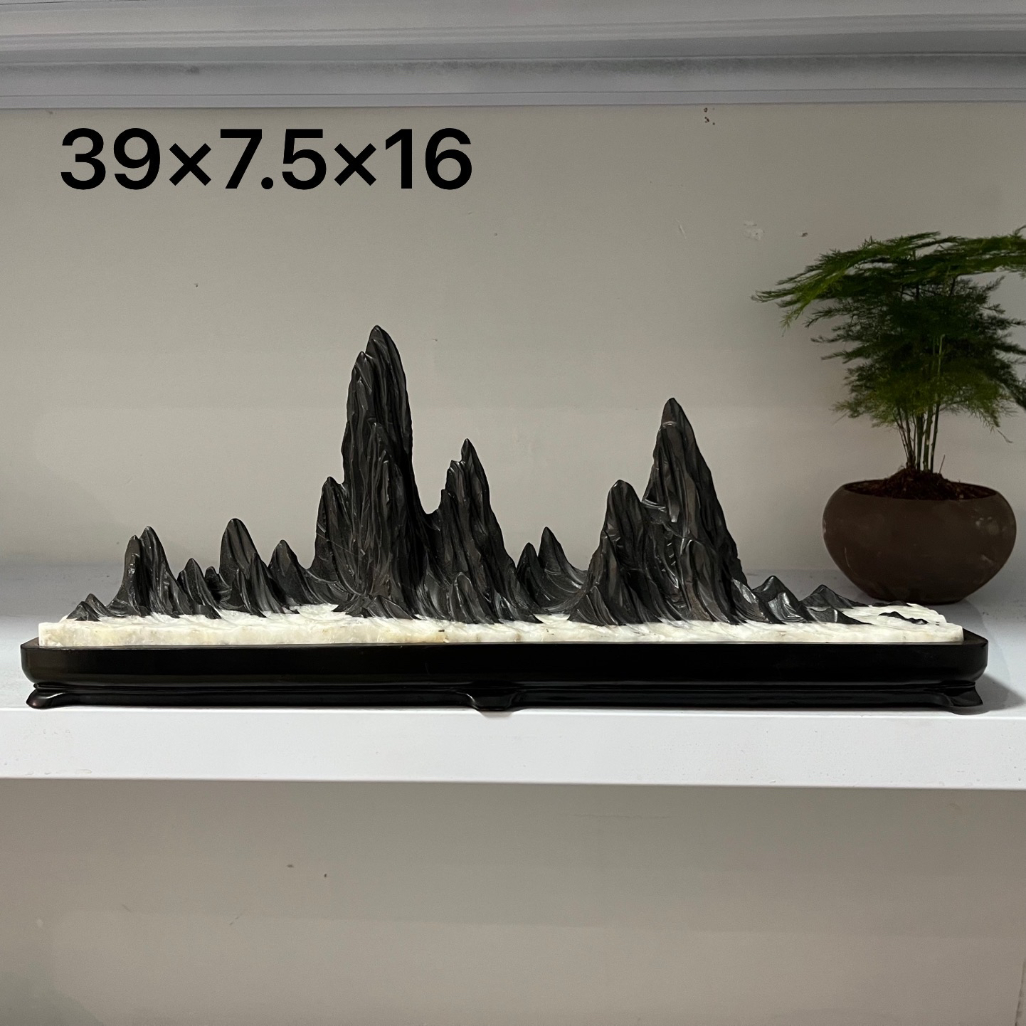 灵璧石山水石雪地山峰摆件靠山不带底座的