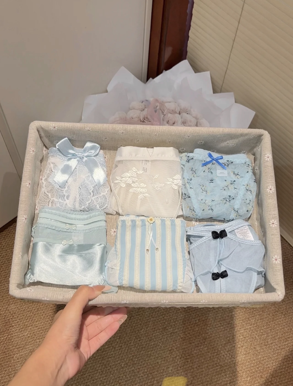 U·mi【海岛之恋】性感蕾丝纯欲蓝白海洋系女 内裤套组